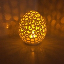 Voronoi Led Yumurta tealight gölge mum mumluk Kulp destek matematiksel Sanat matematik heykel Çay ışık vazo dekor 3d print model - Mito3D