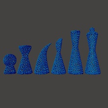 voronoi modern chess set supportless game 3d print model - Mito3D