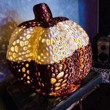 voronoi citrouille lampe art Halloween décoration décor abat jour action grâces 3d print model - Mito3D