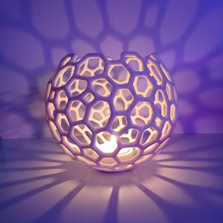 voronoi sphere tea light holder cellular vase candle home decor sculpture texture holes decoration voroni lamp lentern 3d print model - Mito3D