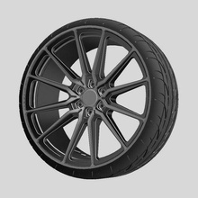 vossen hf6-1 wheel rim tire custom ford chevy dodge scale 1/25 1/24 1/18 1/12 1/10 3d print model - Mito3D