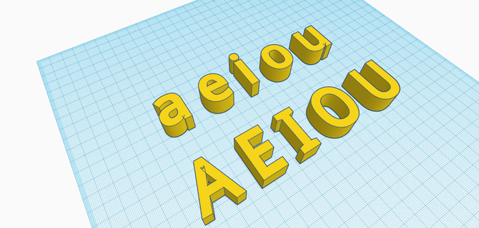 Vokale Alphabet 3d print model - Mito3D