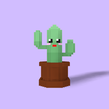 voxel cuctus pixel cactus art plant low-poly 3d print model - Mito3D