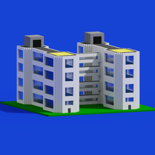 voxel modern house - 8 architecture art low poly voxels 3d print model - Mito3D