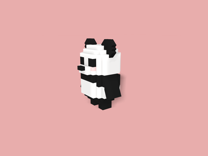 voxel panda animal brinquedo poli arte desenho animado personagem 3d print model - Mito3D