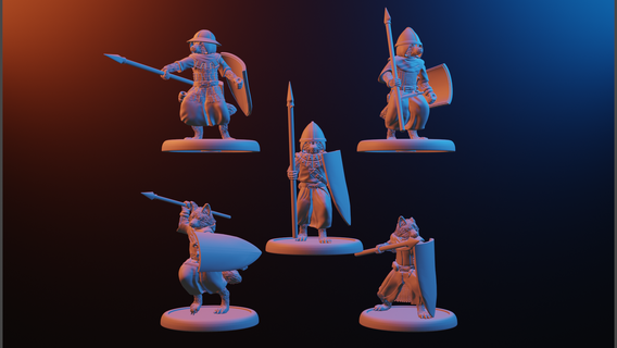vulpina guarda raposa guerreiros jogos animal fantasia mini guerra miniatura d non human frostgrave encenação tocas texugos 3d print model - Mito3D