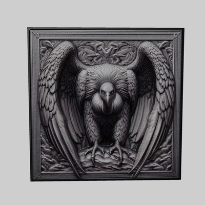 vulture animal cnc router laser & 3d printer art relief animals yeggi mito3d bust necklace pendants medallion animal-relief wall-art wall 3d print model - Mito3D