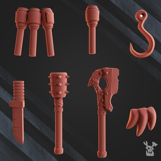 Geier Alternative Waffen Bits einstellen Axt Haken sci fi Wargaming Messer Granate Tischplatte 28mm Grimdark dakkadakka 3d print model - Mito3D