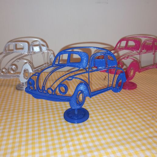 vw beetle 2d art stand volkswagen wall 3D print model - Mito3D