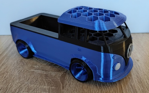 vw ônibus base plana reboque caneta suporte arte decoração carro 3d print model - Mito3D