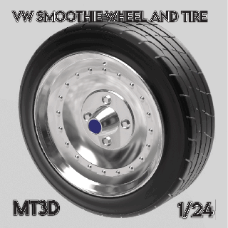 vw empi style smoothie wheel stretched tire 1 24 scale auto vw beetle bug smoothie empi wheel 1 24 1 24 tamiya revell amt scale model scale car auto miniature  3d print model - Mito3D