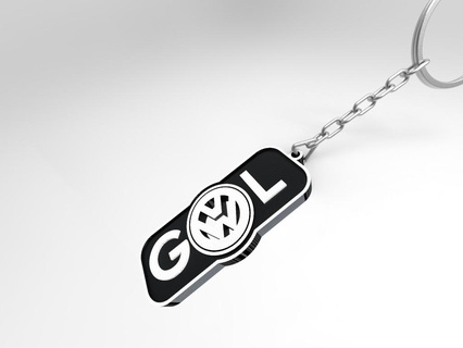 vw gol gyroid keychain key ring volkswagen goal trend car swivel giro spinner fidget 3d print model - Mito3D