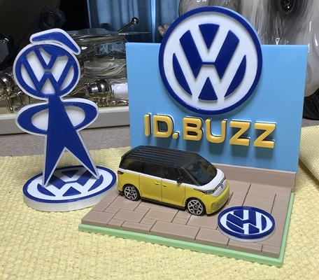 vw id bourdonner chaud roues afficher volkswagen diorama 3d print model - Mito3D