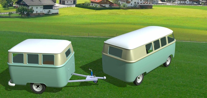 vw t2 style trailer - revised design camping 3d print model - Mito3D