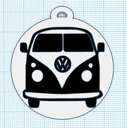 vw kamyonet anahtarlık şeytan kolye markalar otomobil Volkswagen kalkan marka mini kampçı 3D print model - Mito3D