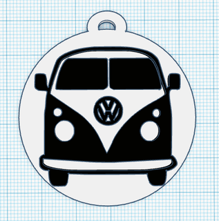 vw van porte clés diable pendentif marques voiture volkswagen bouclier marque mini campeur 3d print model - Mito3D