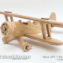waco upf-7 biplano puzzleedition cnc láser juego vehículos zenziwerken aviones del juguete de stepcraft modelo a escala puzzle la madera contrachapada plano mpcnc lasercut enclavamiento router avión Puzzle en 3d 3d print model - Mito3D