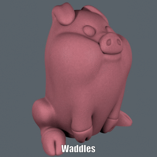 waddles easy print no support art supportless sculpture pig model gravity falls figure cartoon animal 3D print model - Mito3D