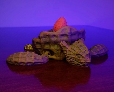 Waffeln Schildkröte flexi flexy flexibel Spielzeug artikuliert drucken Ort Baby niedlich Tier schweben Waffel Süßigkeiten 3d print model - Mito3D
