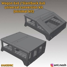 wagon slantback 6x6 conversion kit minimal an3drc hummer h1 alpha car 3d printed rc chassis 4x4 model gearbox body 3d print model - Mito3D