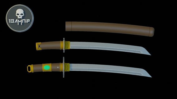 Wakizashi Katana Tsuba Daisho samuray ninja Kostüm oyunu orta yaş feodal şövalye yakın dövüş bıçak ağzı kılıç savaşçı Onur Daimyo kenjutsu 3d print model - Mito3D