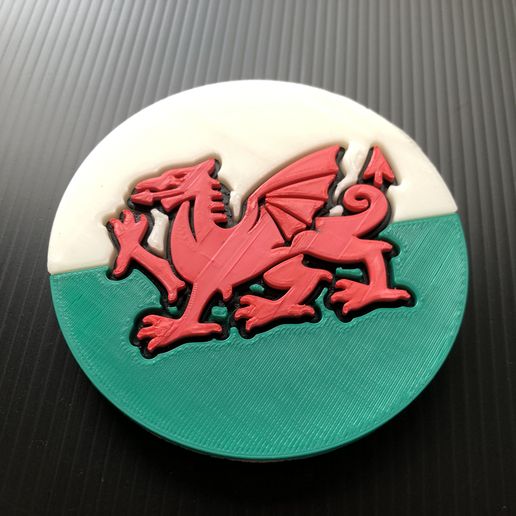 wales - flag coasters coaster coozie drink welsh cymru dyi table country 3D print model - Mito3D