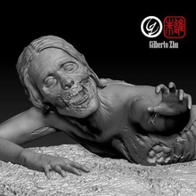 walking dead - bicycle girl art zombie guts femur crawling corpse bones ribs limbs 3d print model - Mito3D