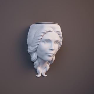 wall-mounted plant stand - girl's head Home 3d print model - Mito3D