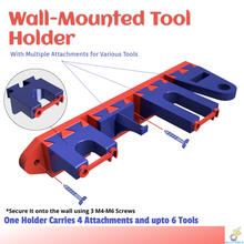 wall-mounted tool holder multiple attchments hanger stand wall mount tools 3d print model - Mito3D
