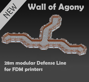 wall agony modular defense line 28mm wargame tabletop accessories terrain proxy miniature martyr war hammer 40 k sci-fi 3d print model - Mito3D
