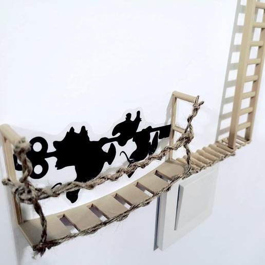 mur art décoration Cendrillon souris Souris enchanté poly animal pont 3D print model - Mito3D