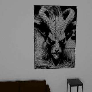 parete arte demone 4 diavolo angelo caduto baphomet Lucifero 3d print model - Mito3D