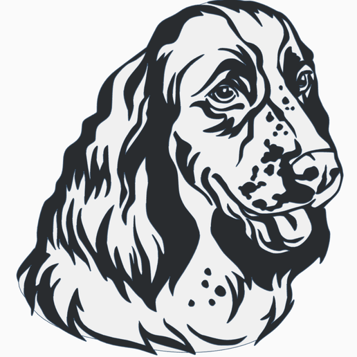 parete arte Inglese springer spaniel 2d cane 3D print model - Mito3D