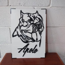 parede arte americano valentão cão americanbully tabela decoração 3d print model - Mito3D