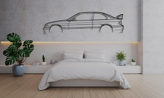 mur art voiture bmw e36 décoration voitures coupé m3 3d print model - Mito3D