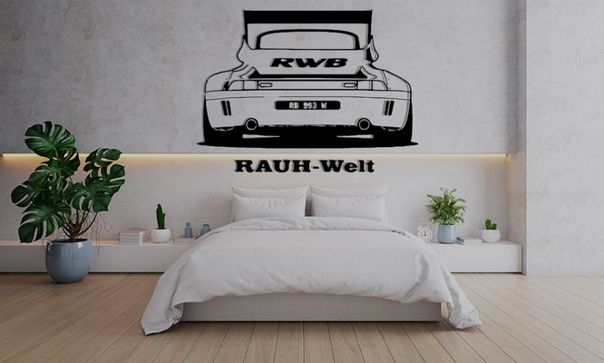 parede arte carro porsche 993 rwb decoração carros jdm 3d print model - Mito3D