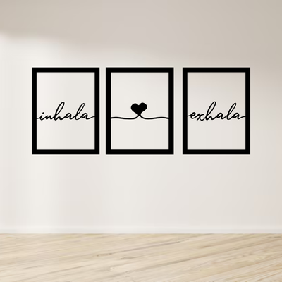 wall art painting inhale exhale triptych wallart table tables three minimalist decoration heart peace 3d print model - Mito3D