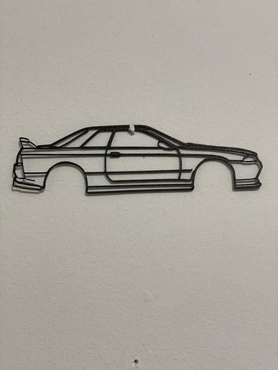 mur art silhouette nissan horizon r34 rtm sports dérive rapide furieux iconique voiture vitesse 3d print model - Mito3D
