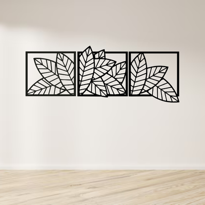 wall art triptych leaf paintings wallart table tables sheets three minimalist decoration 3d print model - Mito3D