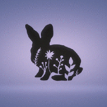 parete arredamento fiore coniglio arte decorazione animale 3d print model - Mito3D