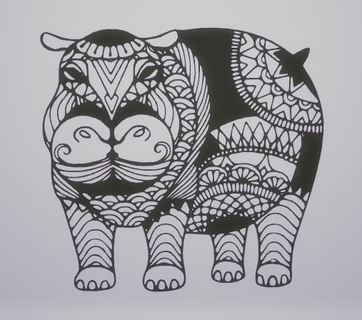 wall decor hipoppotamus animal 3d print model - Mito3D