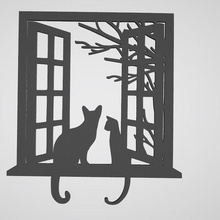 wall decoration cat window home sticker animal 3d print model - Mito3D