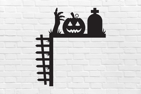 wall decoration halloween door tombstone pumpkin zombie witch scary cemetery decor mural art sculpture ornamentation home interior design furniture cool elegant 3d print model - Mito3D