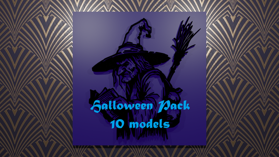parede decoração Bruxas pacote 10 modelos fantasma bruxa abóbora esqueleto zumbi aranha 3d print model - Mito3D