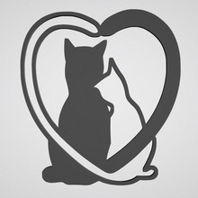 wall decoration heart cat tail home sticker animal 3d print model - Mito3D