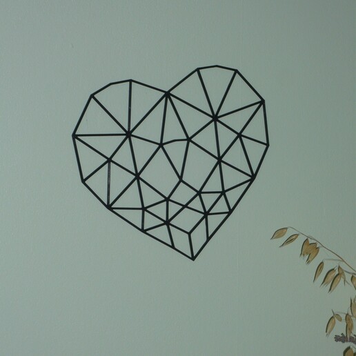 parete decorazione cuore poli murale Basso design San Valentino giorno amore grafico arte 3D print model - Mito3D