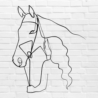 wall decoration line art rider cavaliere horse deco decor item wallpaper modern design 3d print model - Mito3D