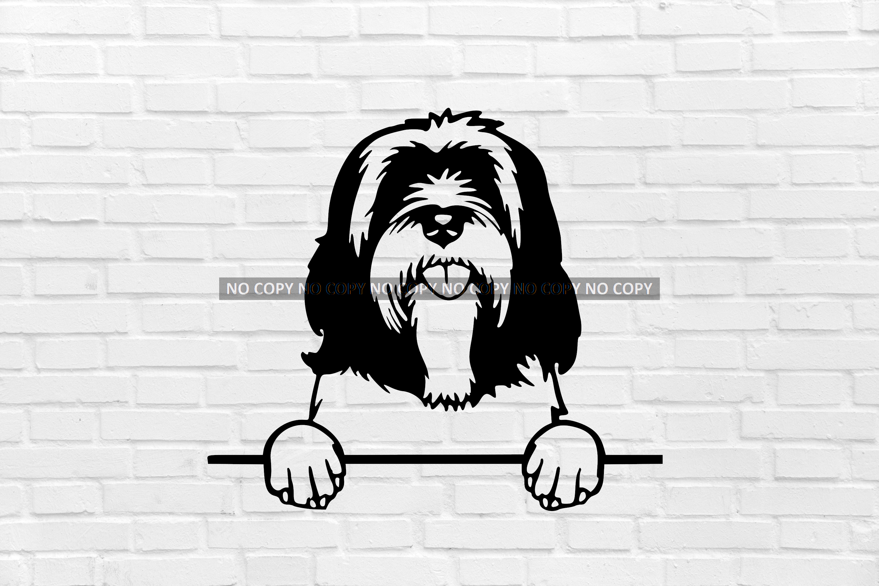 Mauer Dekoration tibetanisch Terrier Hund Kunst schön Rasse Hündchen Maskottchen klein Spielzeug Miniatur Zuhause Haus Dekor Höhle Tier 2d Zeichen 3D print model - Mito3D