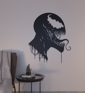 wall decoration venom head 2d art marvel Art silhouette ucm home inteior 3d print model - Mito3D