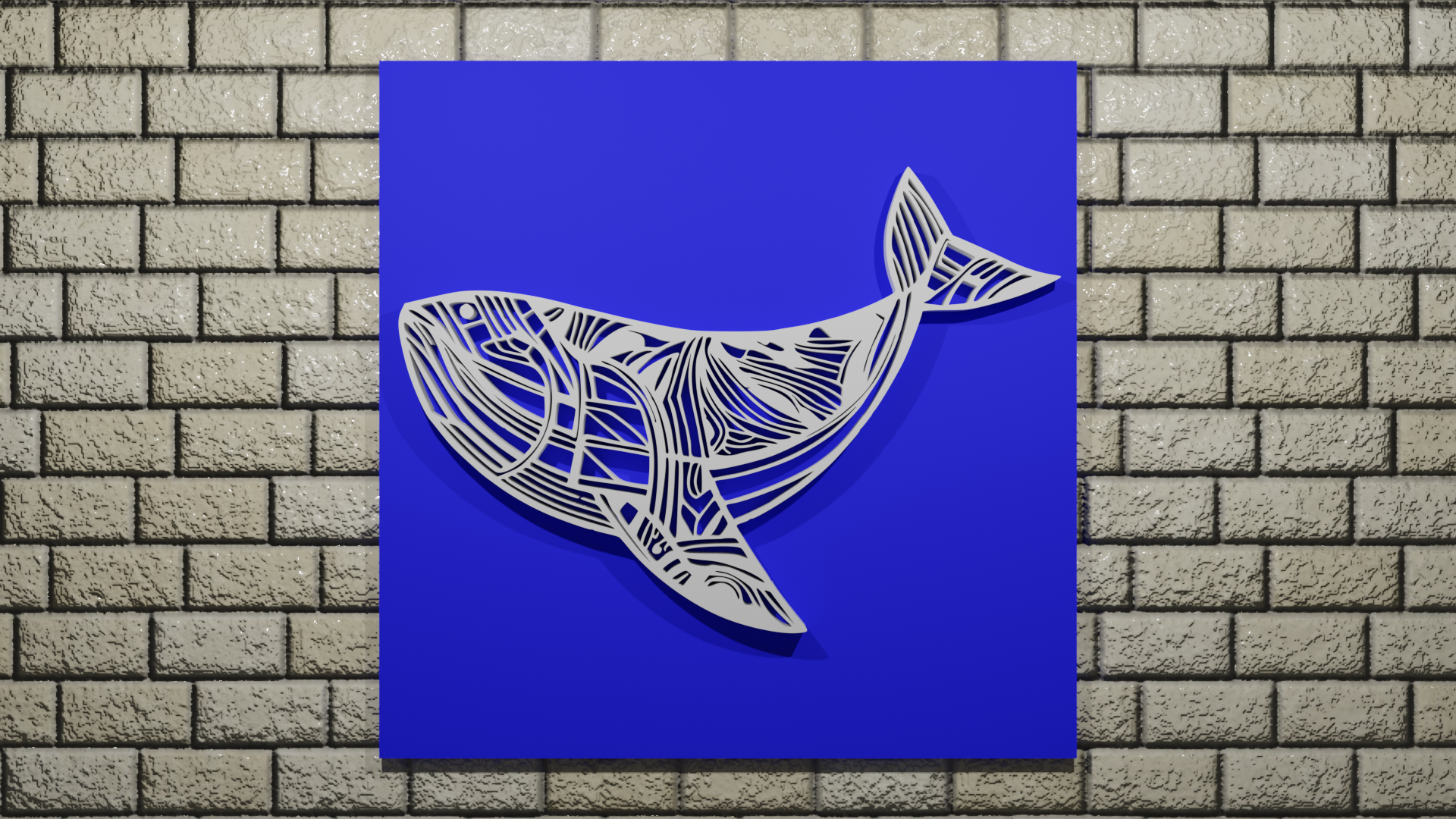 wall decoration whale art 3D print model - Mito3D